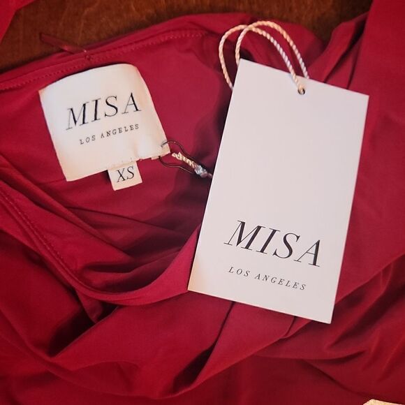 Misa Los Angeles Sleeveless V-Neck Cocktail Holiday Party Mini Dress, XS, Red - Picture 6 of 9